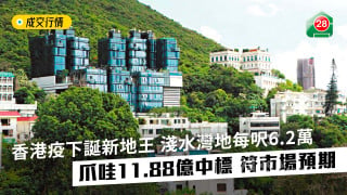 香港疫下诞新地王  浅水湾地每尺6.2万  爪哇11.88亿中标  符市场预期