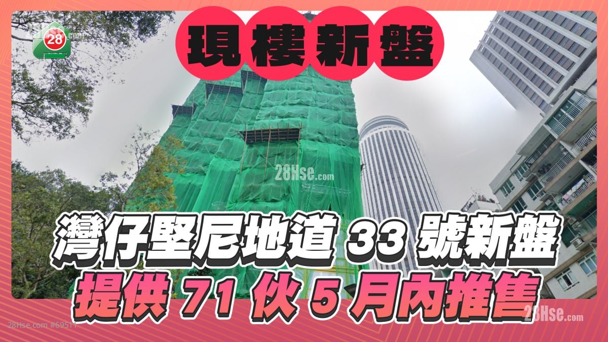 現樓新盤｜灣仔堅尼地道33號新盤  提供71伙現樓5月內推售