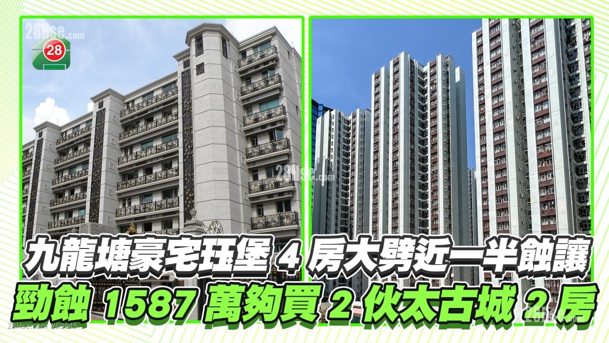 九龍塘豪宅珏堡4房大劈近一半蝕讓 勁蝕1587萬夠買2伙太古城2房