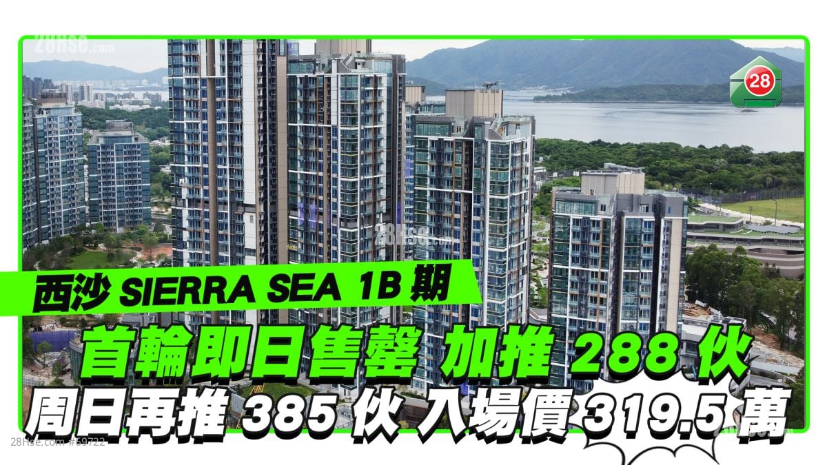 西沙SIERRA SEA第1B期首轮即日售罄 加推288伙  周日共推385伙入场价319.5万