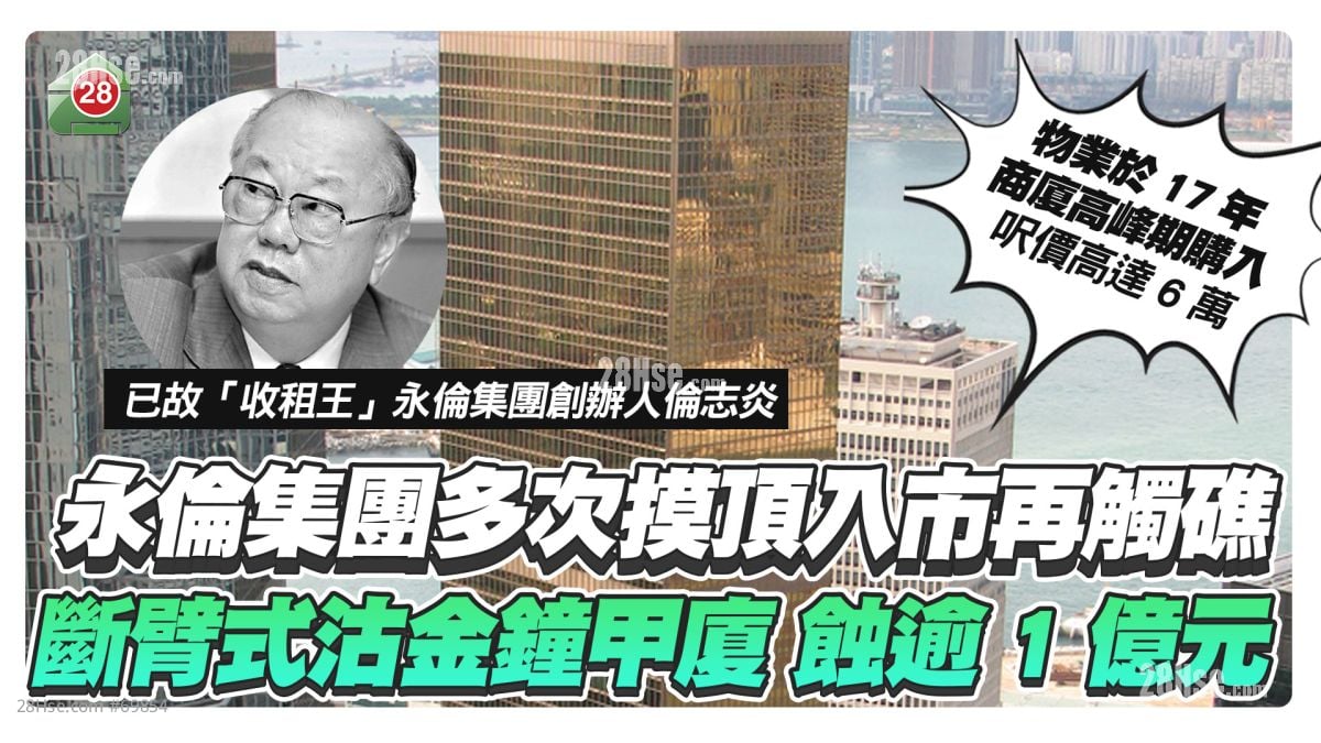 老牌家族再沽貨｜「收租王」永倫集團多次摸頂入市  金鐘甲廈意向價以蝕讓逾1億元放售