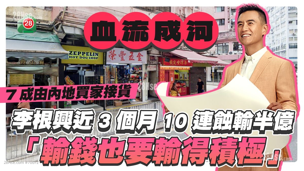 李根兴沽铺近3个月10连蚀输半亿「输钱也要输得积极！香港总有睛天」