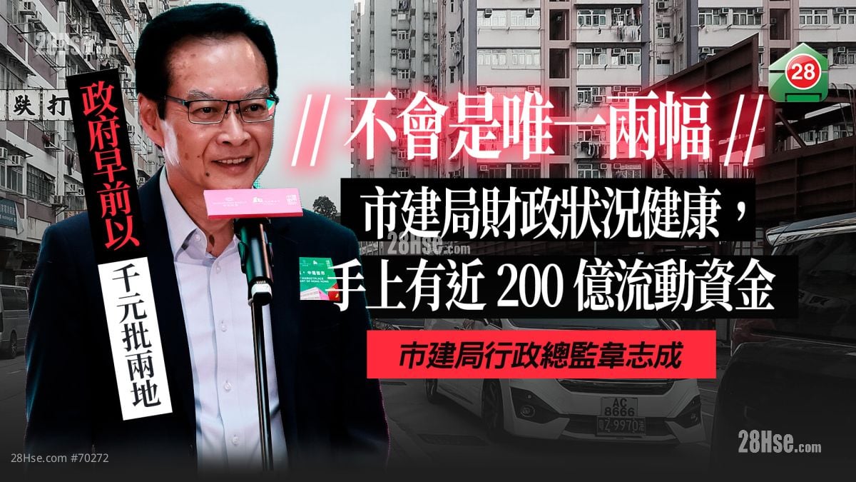 回應政府千元批兩地｜韋志成：不會是唯一兩幅  市建局財政穩定  仍有200億流動資金