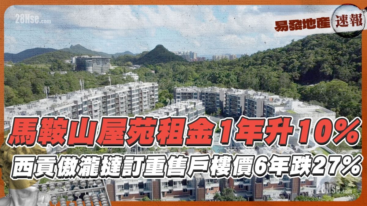 马鞍山屋苑租金1年升10%❗ 西贡傲泷挞订重售户楼价6年跌27%
