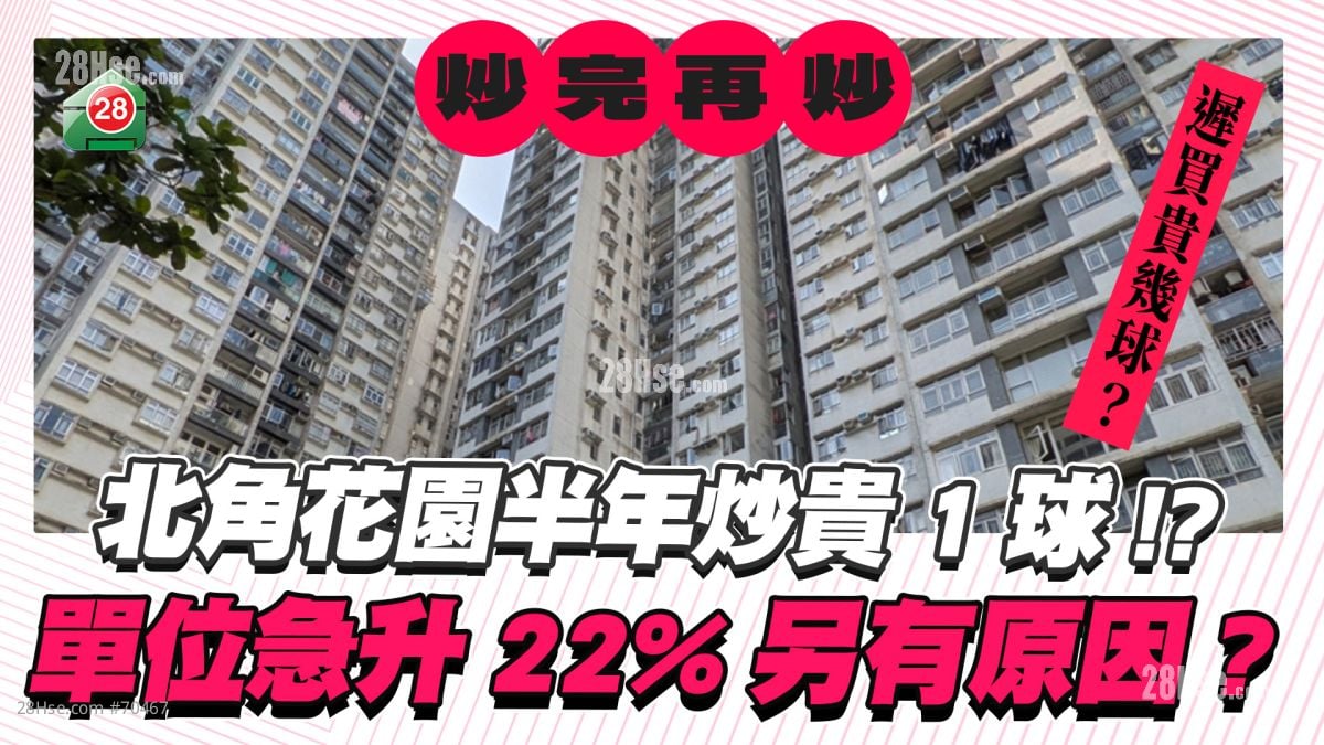 迟买贵几球！？｜北角花园炒上炒 7月个炒贵140万 单位急升22%另有原因？