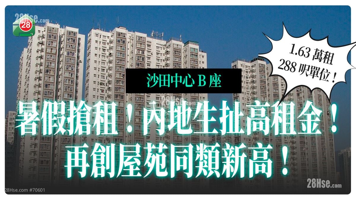 搶租熱｜沙田288呎單位 搶至1.63萬 呎租$57！刷新屋苑同類單位紀錄！