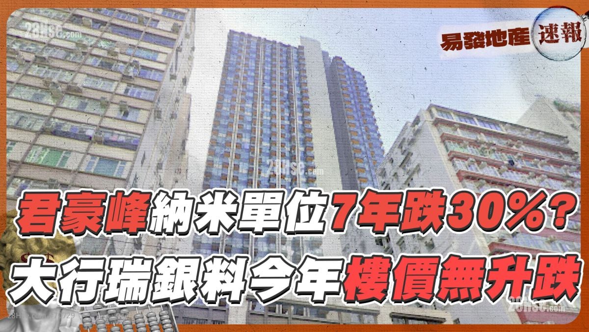 君豪峰纳米单位7年跌30%❓ 大行瑞银料今年楼价无升跌