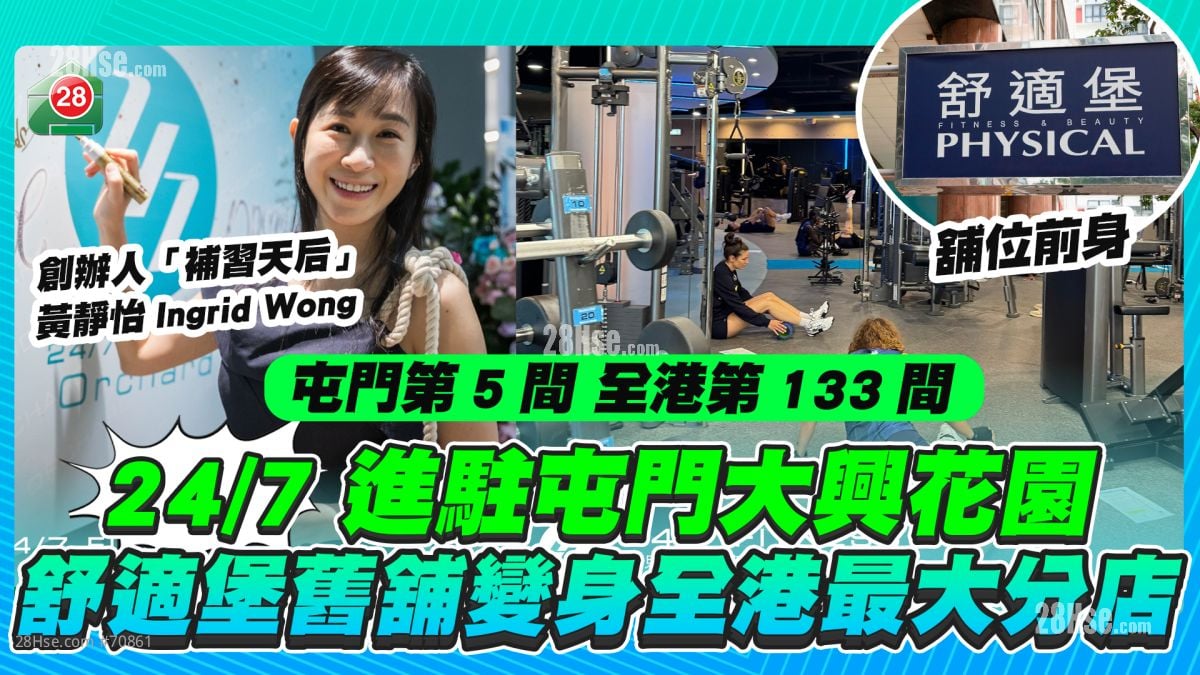 24/7 FITNESS進駐屯門大興花園 舒適堡舊舖變身全港最大分店