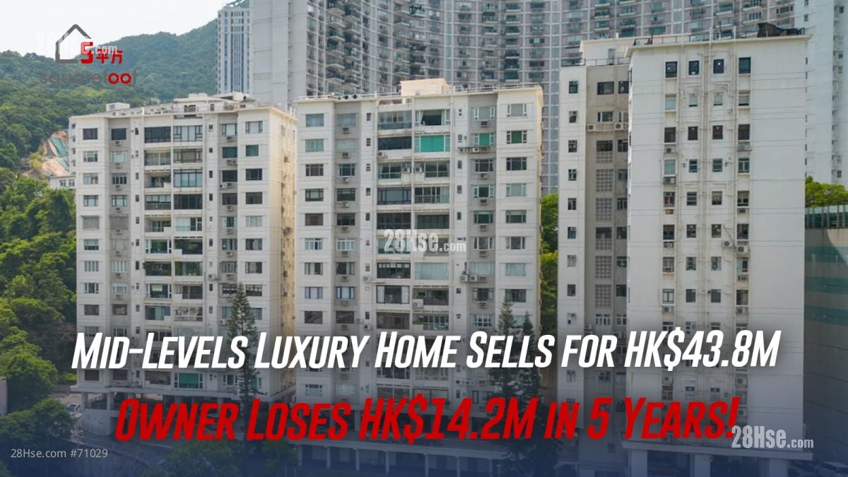 Mid-Levels Luxury Home Sells for HK$43.8M, Owner Loses HK$14.2M in 5 Years!