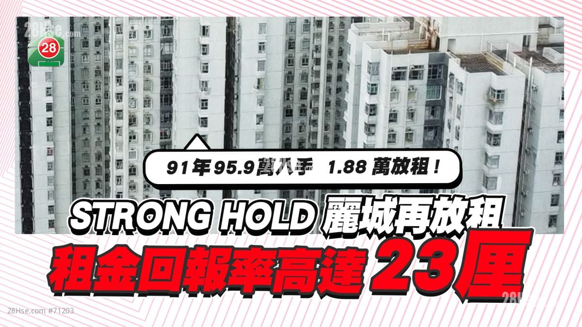 租金回報率23厘！長情業主STRONG HOLD麗城  ｜ 91年95.9萬買入  今以1.88萬放租