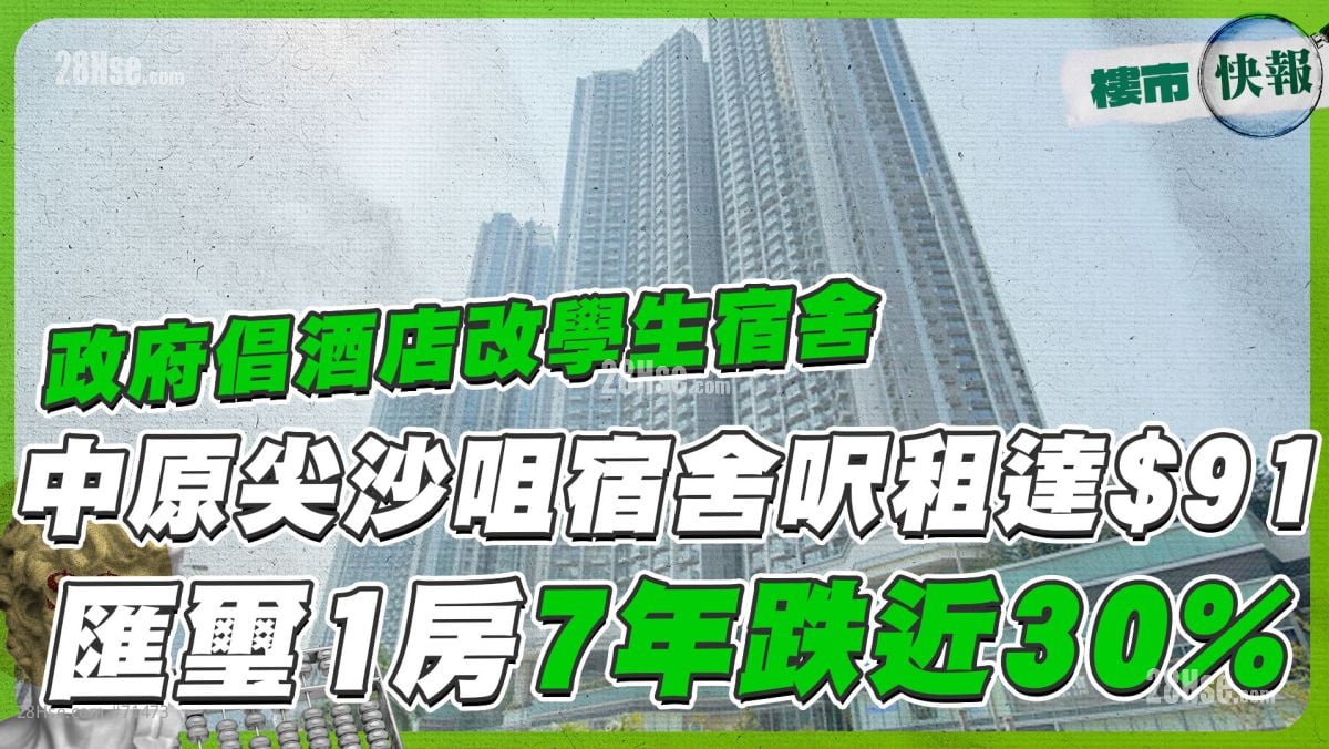 政府倡酒店改學生宿舍❗ 中原尖沙咀宿舍呎租達$91｜匯璽1房7年跌近30%