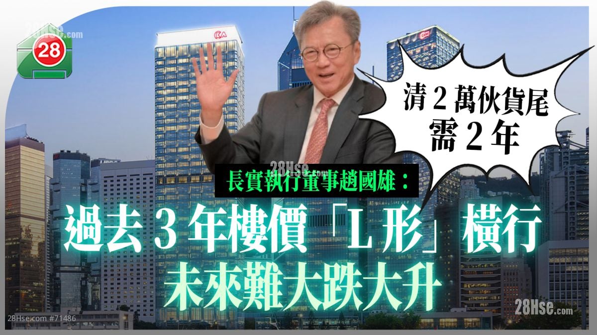 长实赵国雄：过去3年楼价「L形」横行 未来难大跌大升 清逾2万伙货尾需2年