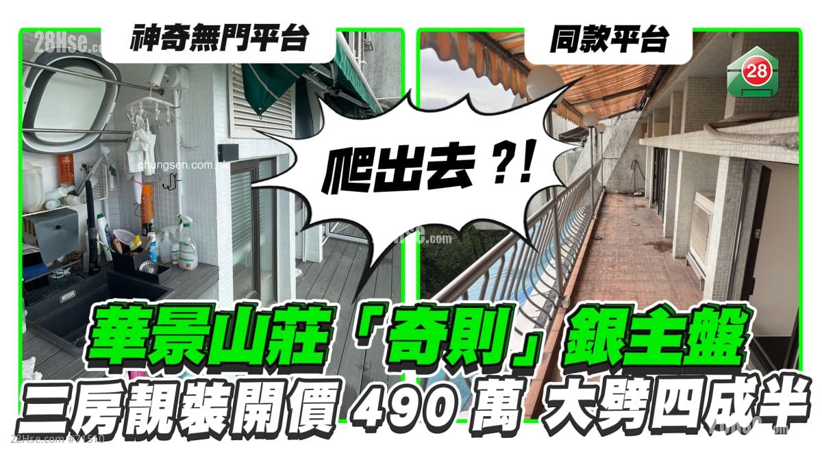 华景山庄「奇则」银主盘 三房靓装开价490万 大劈四成半  「神奇无门平台」用家要爬出去？