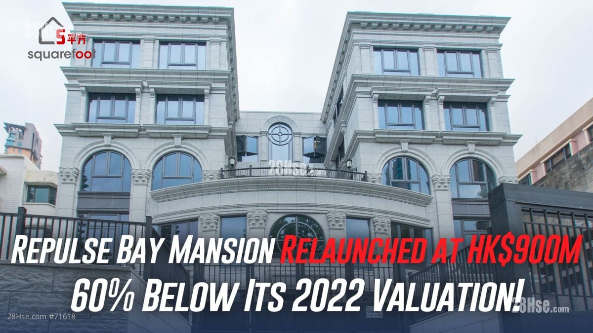 Repulse Bay Mansion Relaunched at HK$900M, 60% Below Its 2022 Valuation