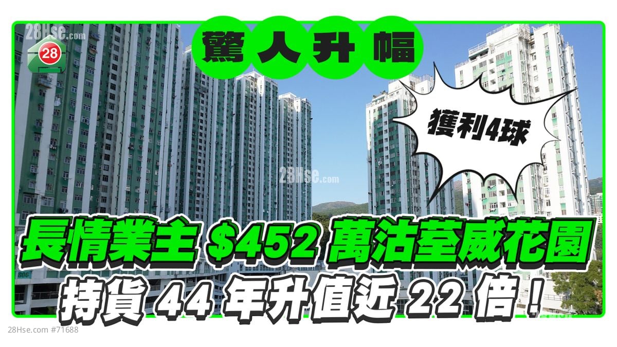 長情業主452萬沽荃威花園 持貨44年升值近22倍！