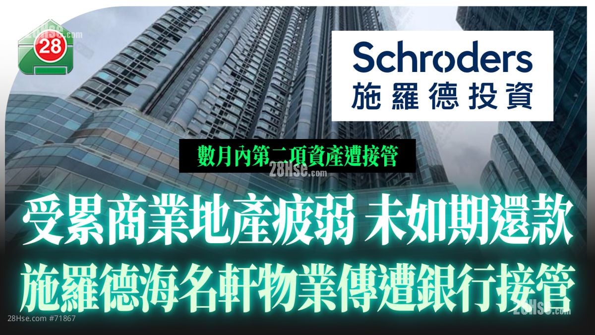 受累商業地產疲弱 施羅德海名軒物業傳未如期還款遭銀行接管