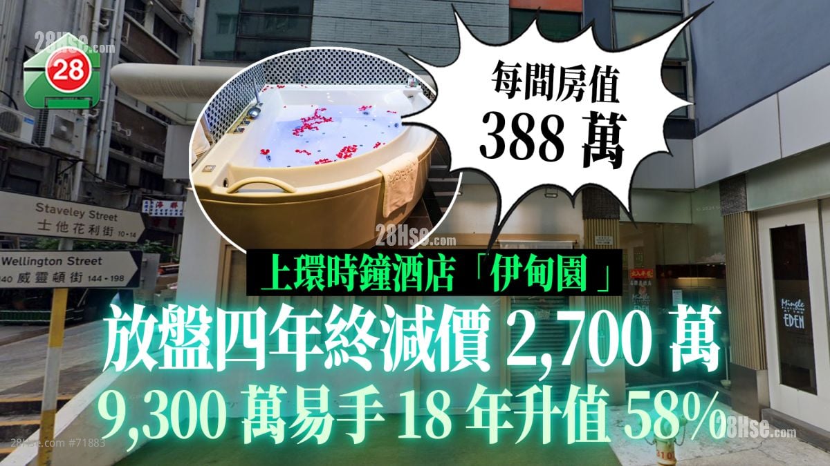 上环时钟酒店放盘四年终9,300万易手 每间房值388万18年升值58%