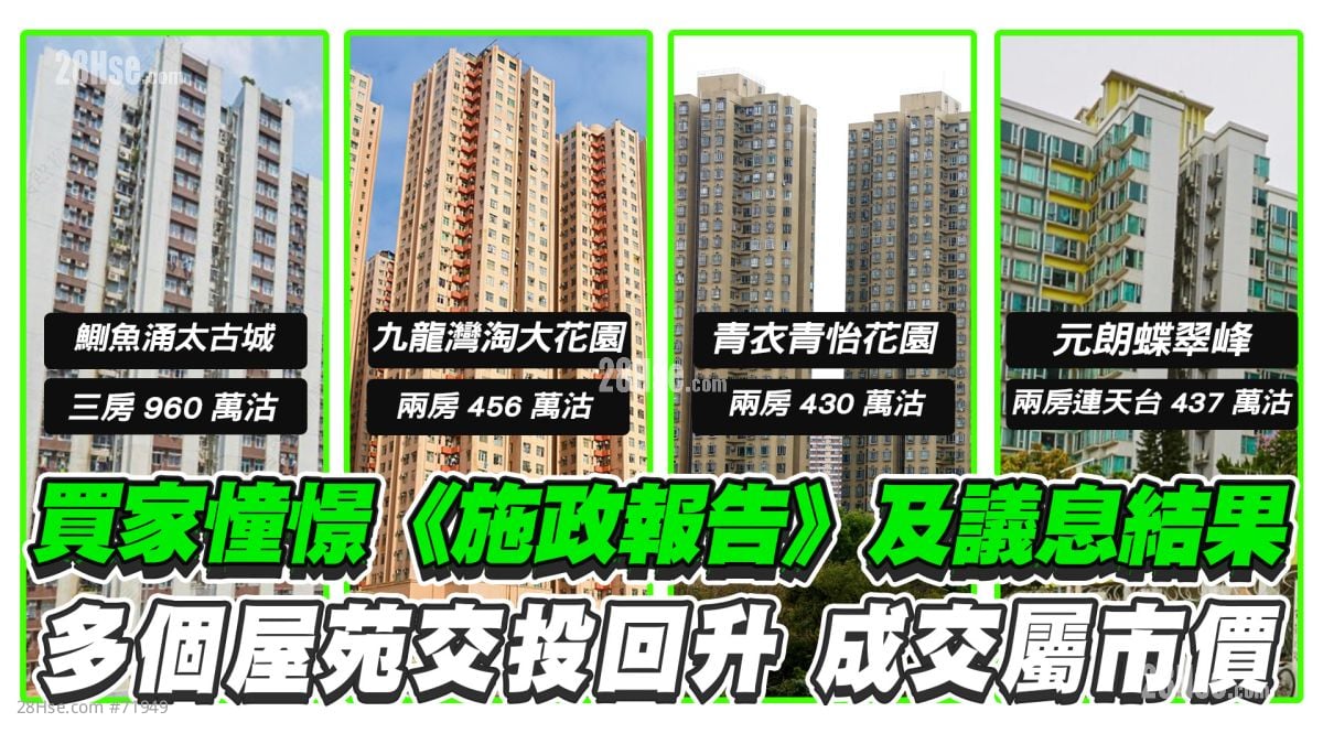 买家憧憬《施政报告》及议息结果 多个屋苑交投回升 成交属市价