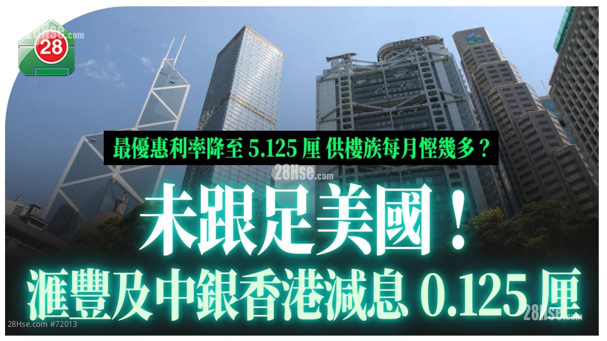 未跟足美國！滙豐、中銀、渣打減息0.125厘