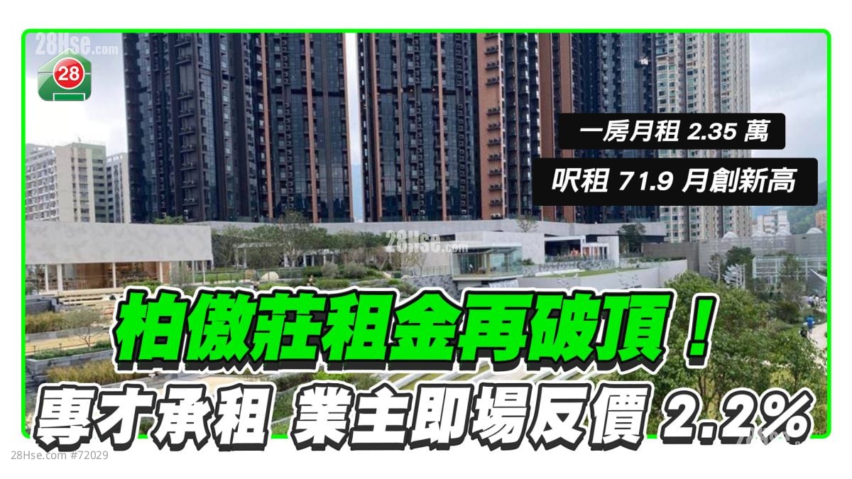 柏傲莊租金再破頂！專才承租 業主即場反價2.2%