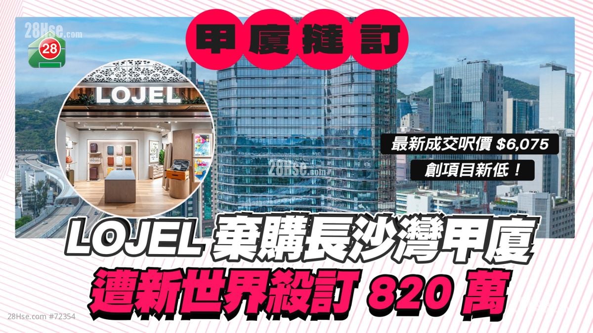 LOJEL棄購長沙灣甲廈南商金融創新中心   遭新世界殺訂820萬