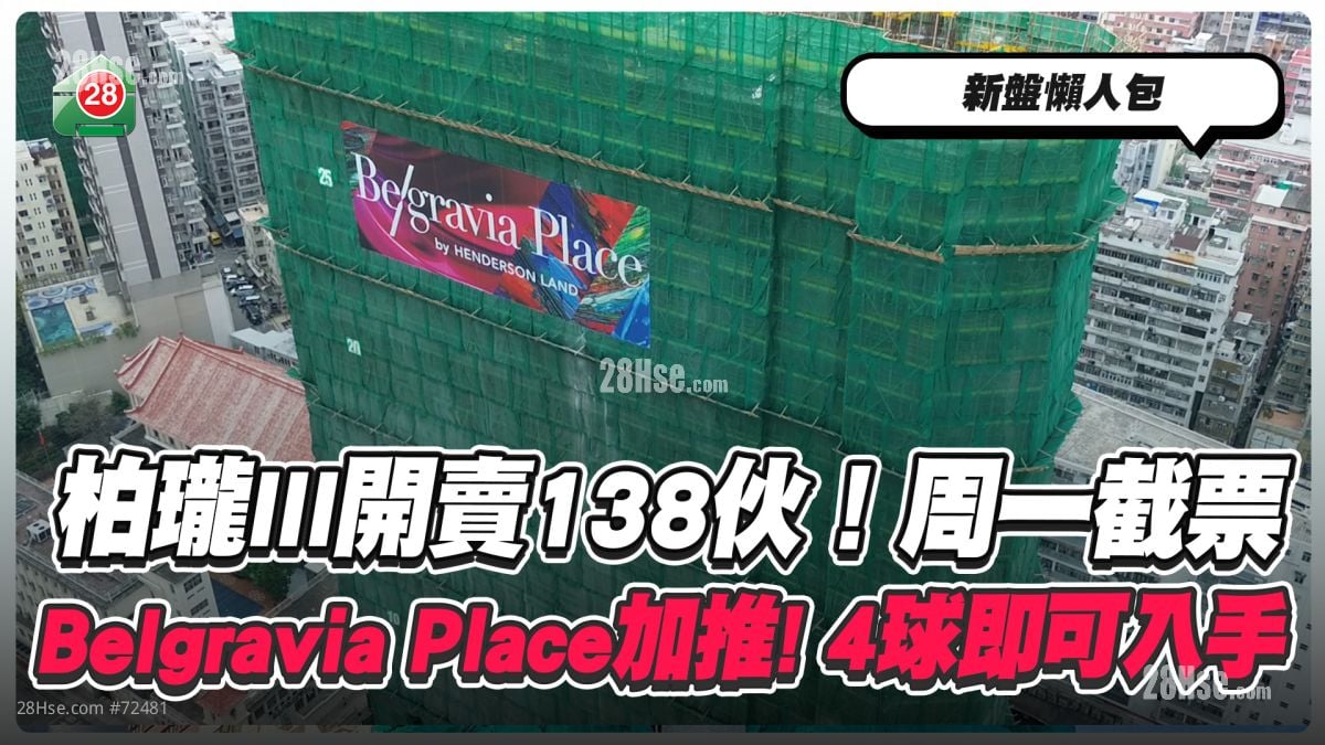 周末新盘懒人包｜柏珑III开卖138伙！周一截票｜Belgravia Place加推  4球即可入手