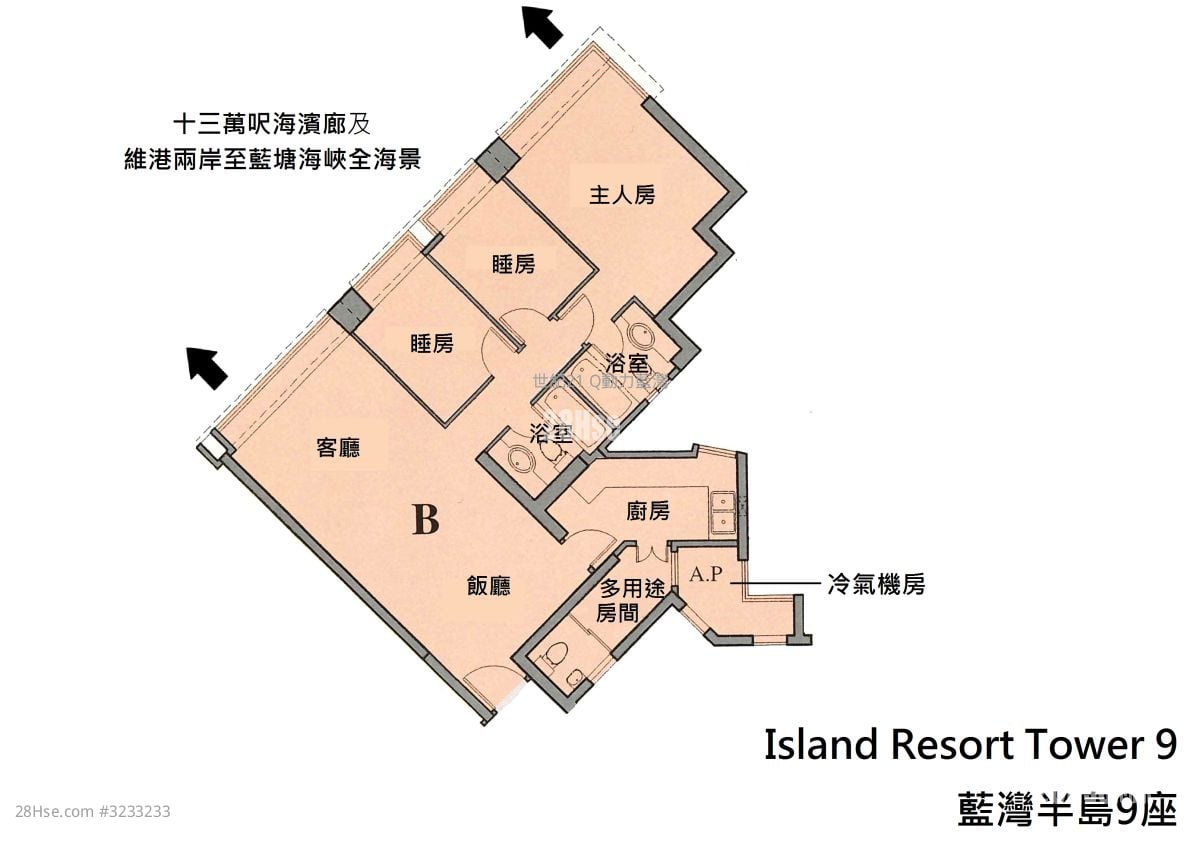 蓝湾半岛 售盘 3 房 , 3 浴室 848 平方尺