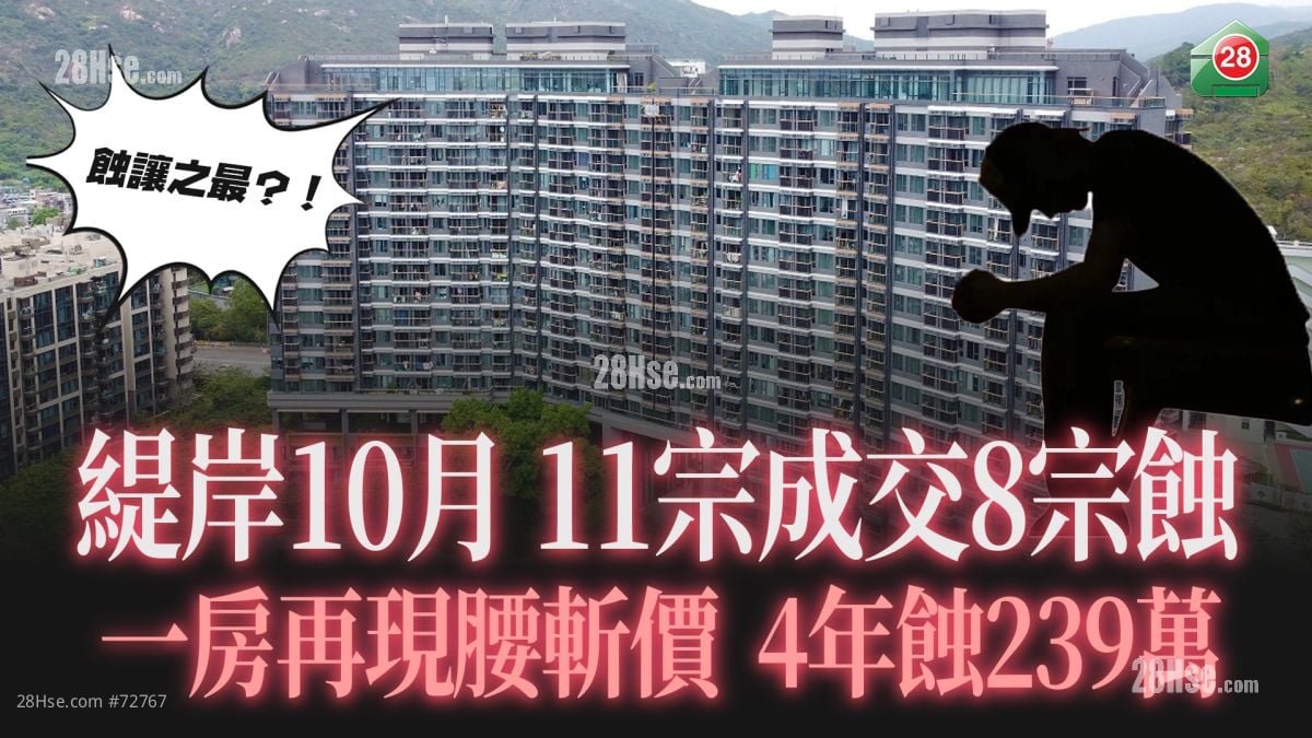 缇岸10月 11宗成交8宗蚀  一房再现腰斩价 4年蚀239万