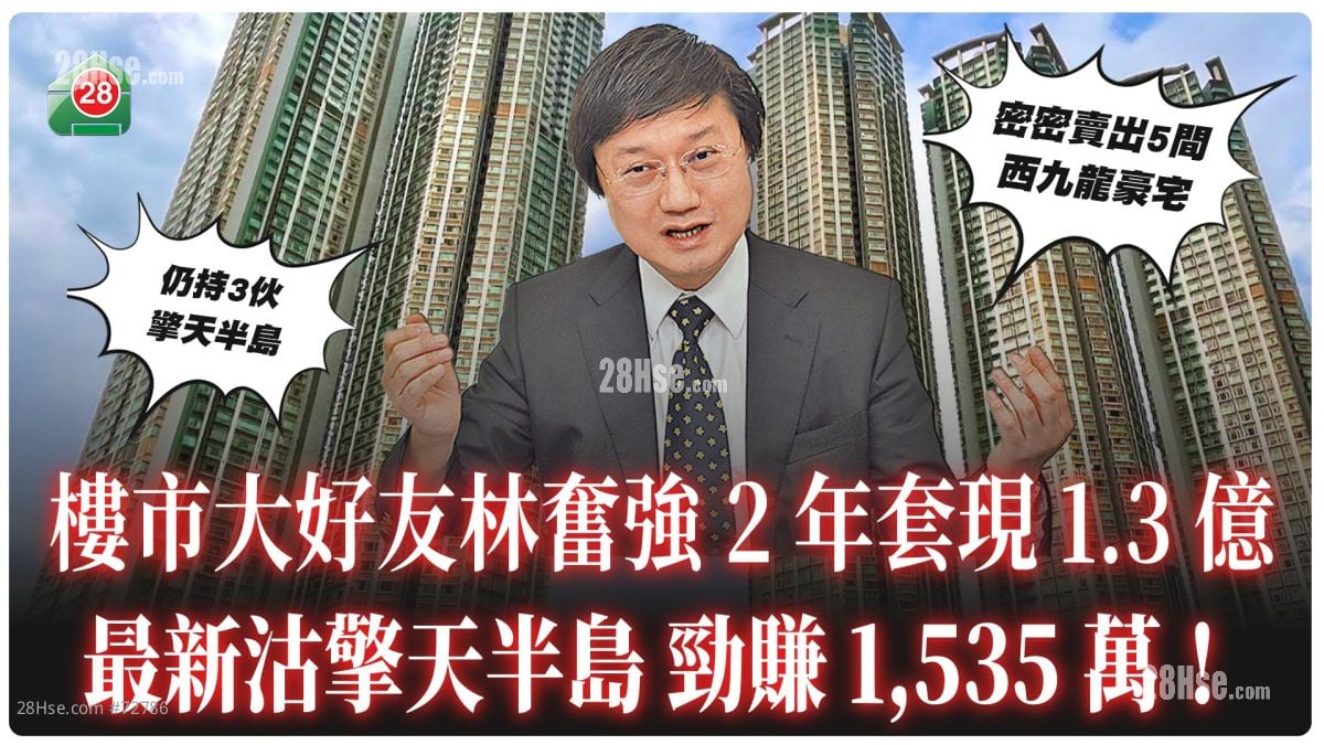 楼市大好友林奋强2年套现1.3亿！最新沽擎天半岛3房 劲赚1,535万！ 