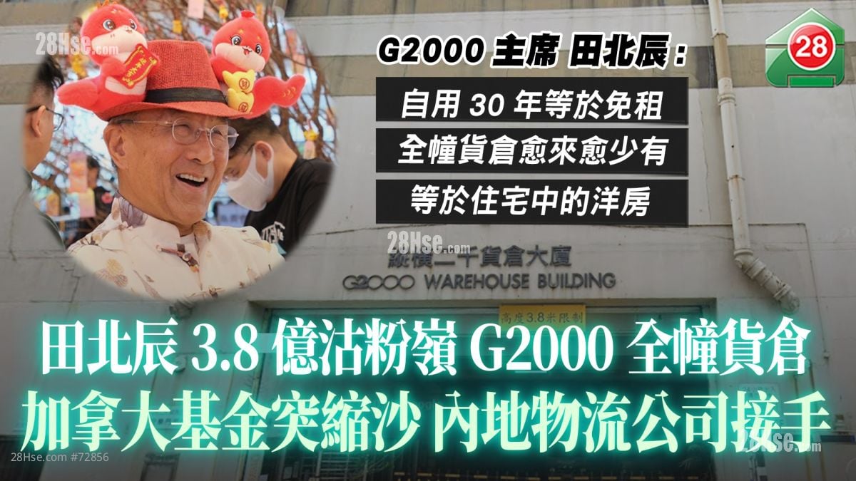 田北辰沽粉嶺G2000全幢貨倉 加拿大基金4億洽購突縮沙 內地物流公司3.8億接手