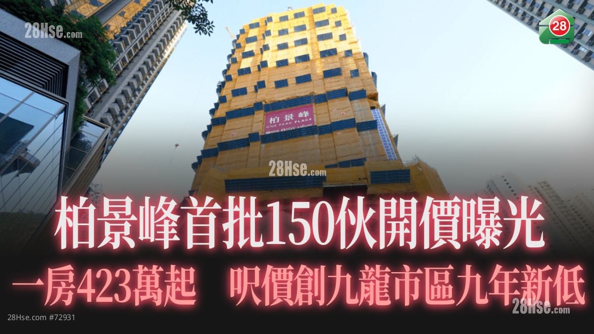 柏景峰首批150伙開價曝光　一房423萬起　呎價創九龍市區九年新低