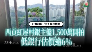 西貢紅屋村銀主盤1,500萬開拍 低銀行估價逾6%