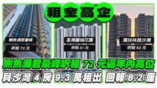 租金續高企丨 鰂魚涌君豪峰呎租72元逼年內高位 貝沙灣4房享8.2厘租金回報