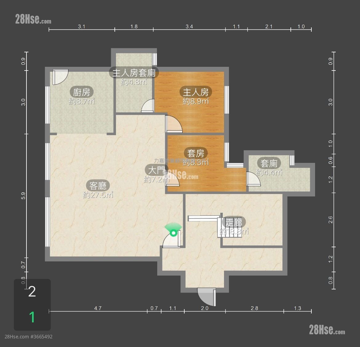 珊瑚阁 售盘 3 房 , 2 浴室 877 平方尺