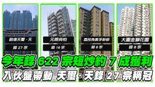 今年錄622宗短炒 約7成獲利！入伙盤帶動 天璽·天錄27宗稱冠！