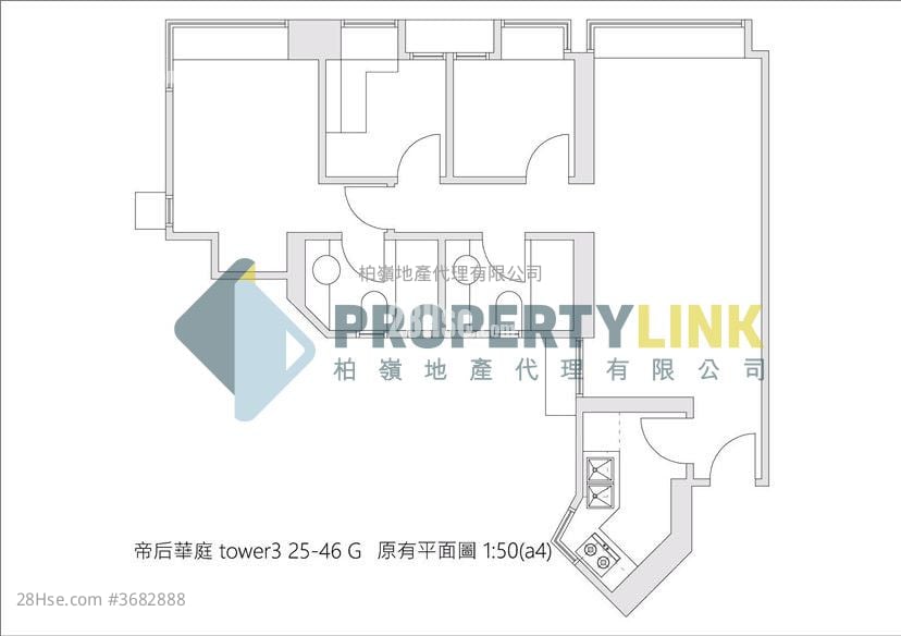 帝后华庭 售盘 3 房 , 2 浴室 612 平方尺