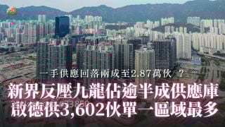 一手供應回落兩成至2.87萬伙 新界反壓九龍佔逾半成供應庫 啟德供3,602伙單一區域最多