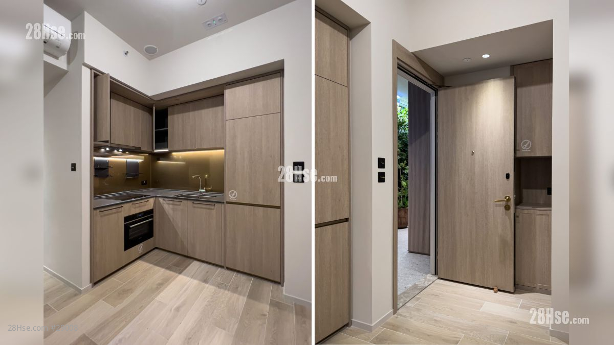 2 Shing King Street Building: 開放式廚房部分 (圖左), 入口部分設有收納空間(圖右)