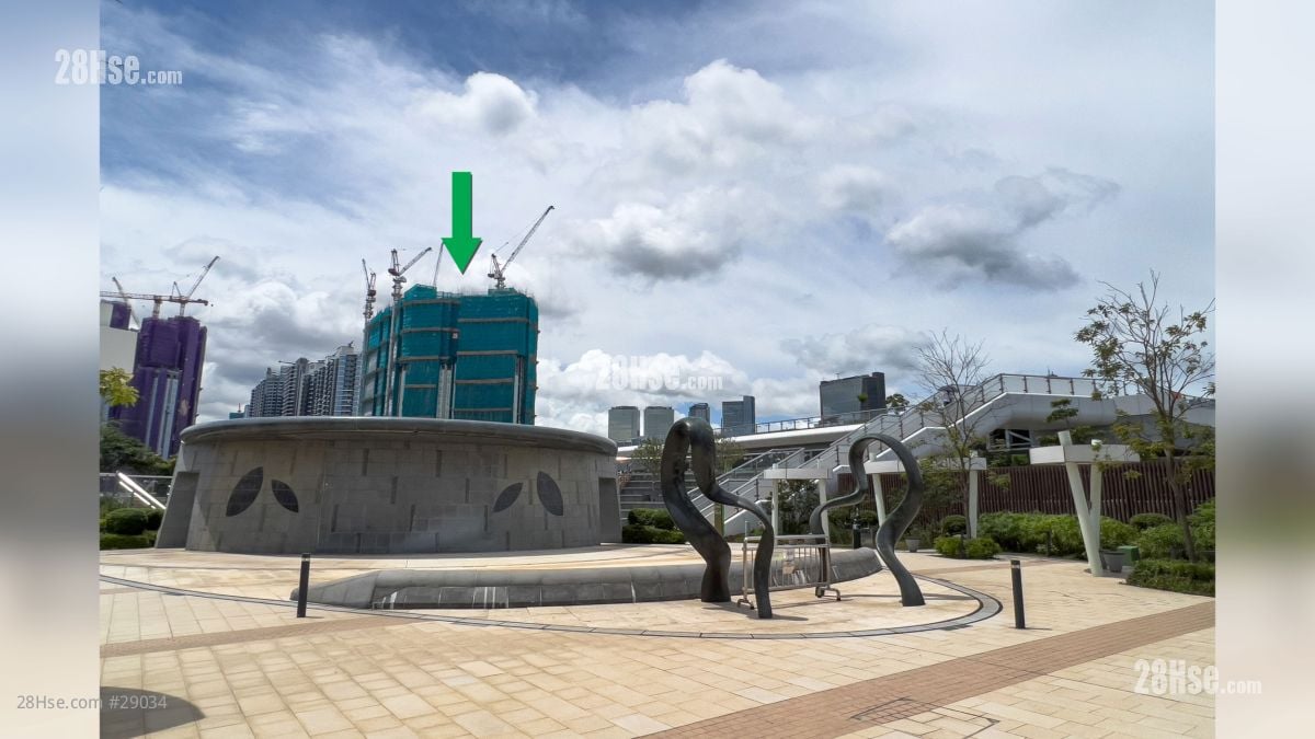 2 Shing King Street Facilities: 承豐道尾段的地下廣場, 項目位於綠色箭嘴部分