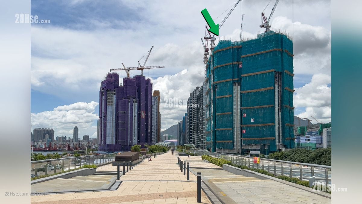 柏蔚森 II 設施: 項目 (綠色箭嘴部分) 附近設有啟德空中花園