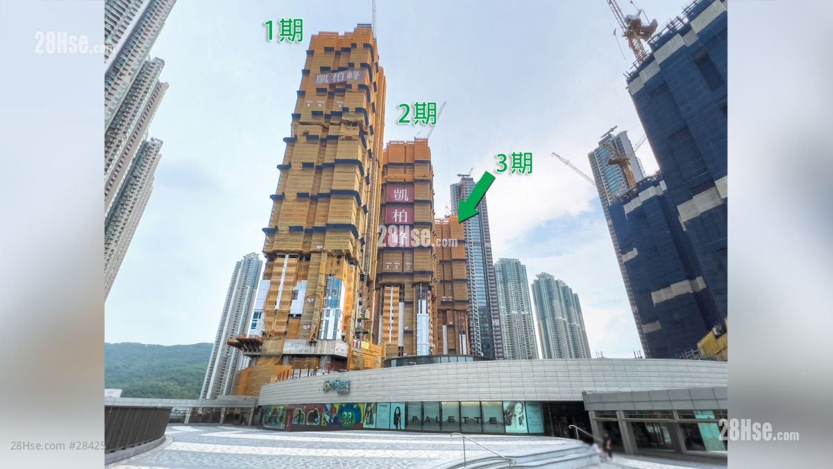 凱柏峰 III 周邊環境: 項目期數分佈 (從日出康城 the Loahas 平台觀看)