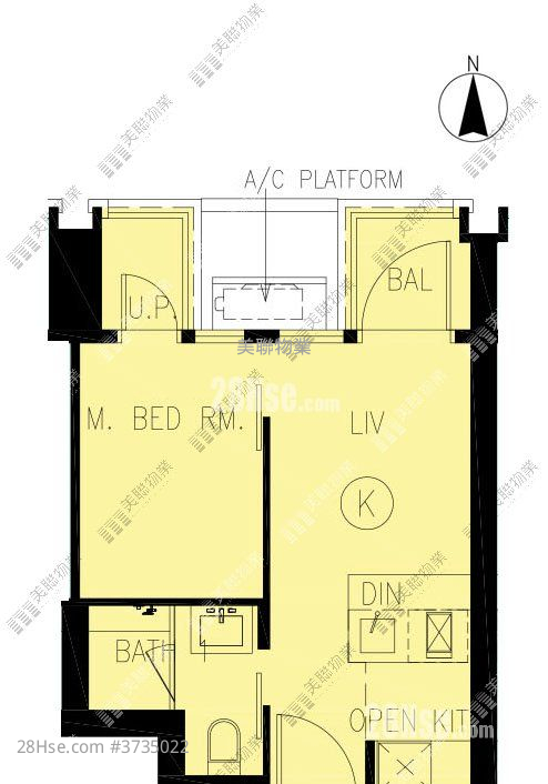 LP6 租盤 1 房 , 1 浴室 307 平方呎