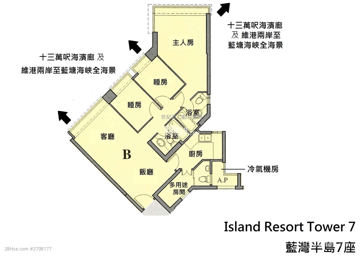 蓝湾半岛 售盘 3 房 , 2 浴室 811 平方尺