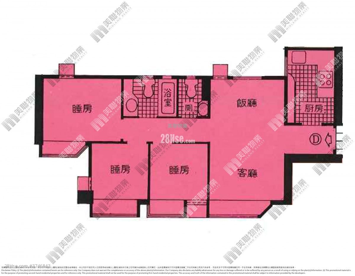 翠景花园 售盘 3 房 607 平方尺