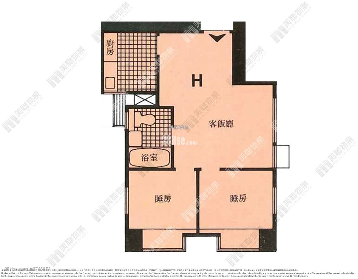 金輝花園 售盤 2 房 386 平方呎