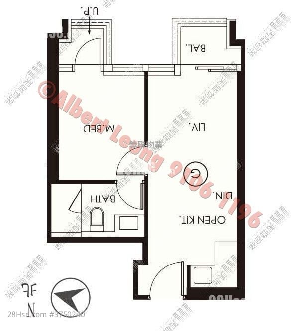 星凱堤岸 售盤 1 房 , 1 浴室 347 平方呎