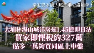 豪宅買家衝「尾班車」避加辣！ 大埔林海山城洋房逾1.45億即日沽 買家即慳稅約327萬 貼多一萬夠買同區上車盤