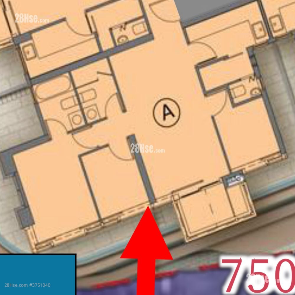 泰峯 售盘 3 房 , 2 浴室 750 平方尺