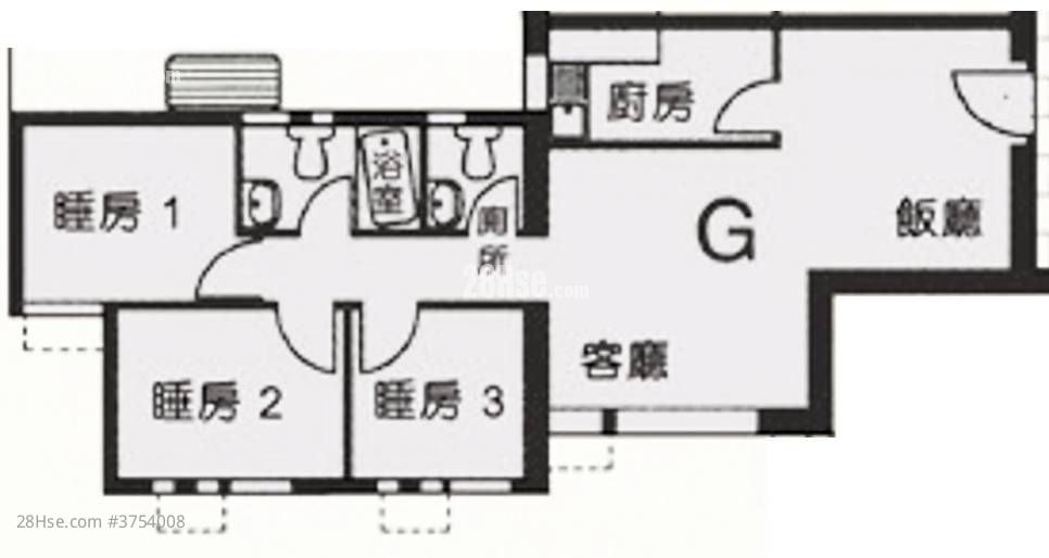 Charming Garden Sell 3 Bedrooms , 2 Bathrooms 592 ft²