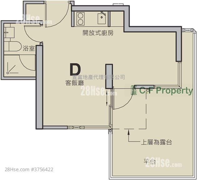 丰寓 售盘 1 房 , 1 浴室 251 平方尺